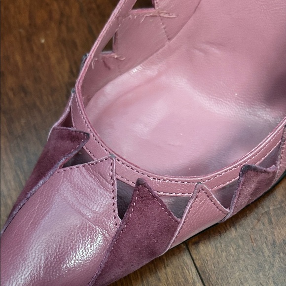 Via Spiga Mauve and Purple Cutout Designed Leather and Suede Heels, Size 6 - Picture 8 of 16